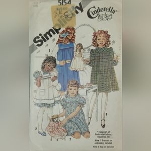 Vintage 80s Cinderella Simplicty Sewing Pattern girls size 7 Uncut